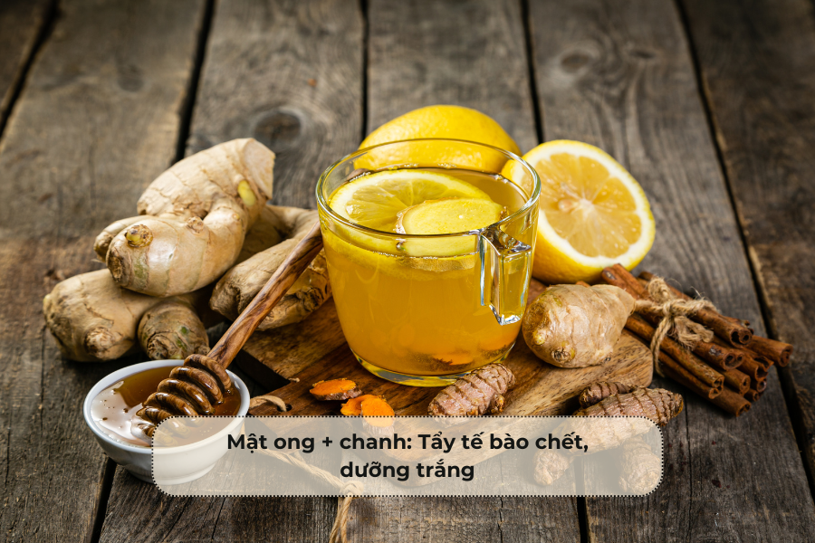 Mật ong + chanh_ Tẩy tế bào chết, dưỡng trắng